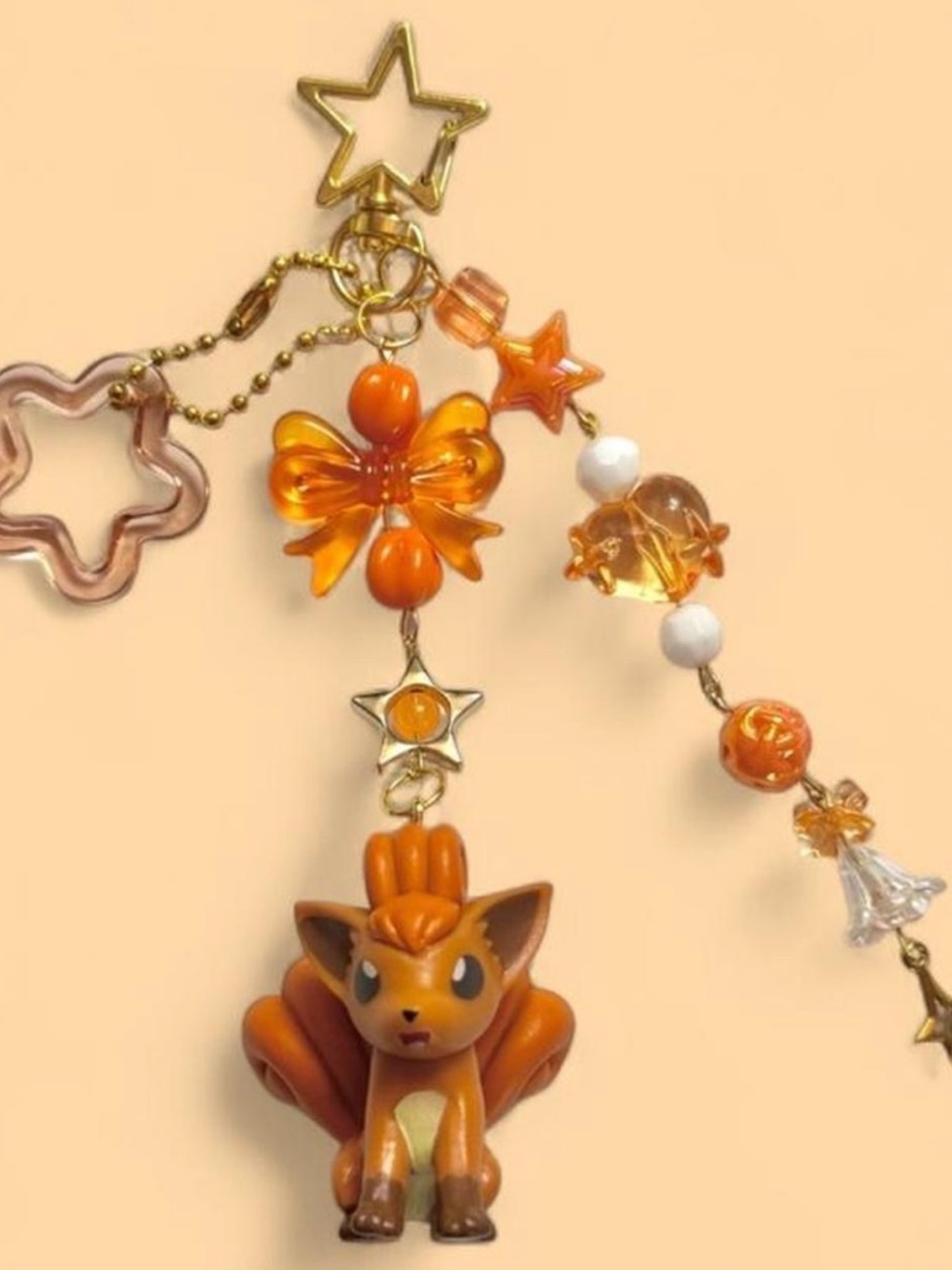Pokemon Keychain Charm Cute Handmade Kawaii Beaded Bag Charm Gift Vulpix